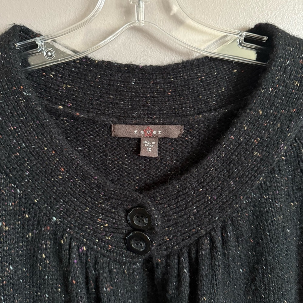 Y2k Fever Black Short Sleeve Knit Cardigan Sweater Size 1X - Picture 6 of 7